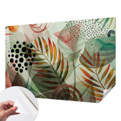 Fotomural decorativo para cabecero de cama con diseño de hojas abstractas