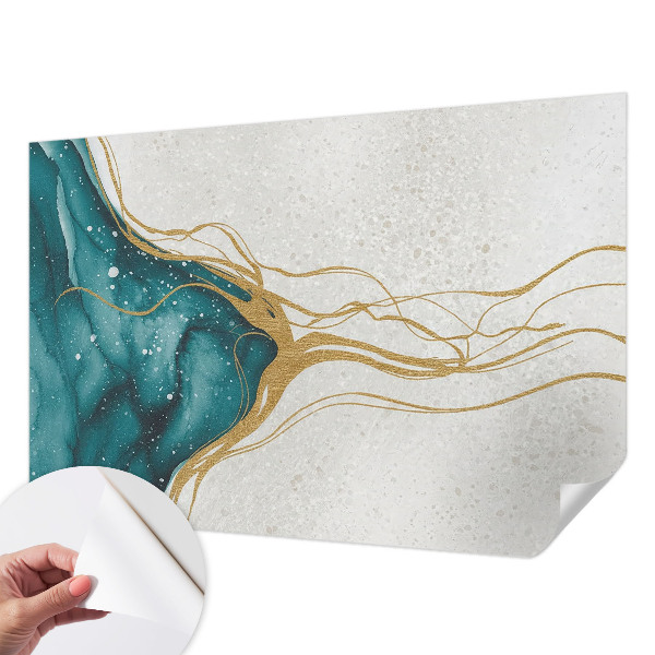 Papel mural con patrón decorativo Líneas turquesa