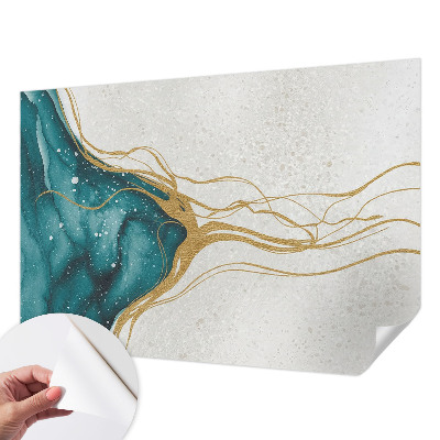 Papel mural con patrón decorativo Líneas turquesa