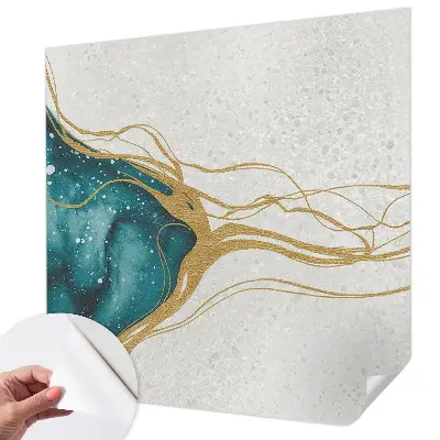 Papel mural con patrón decorativo con líneas en color turquesa