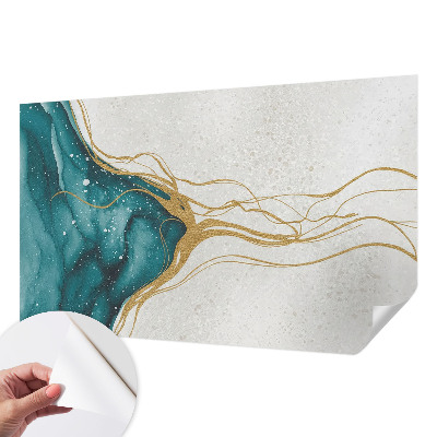 Papel mural con patrón decorativo Líneas turquesa