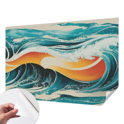 Papel mural texturado decorativo con un diseño de ondas abstractas