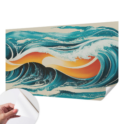 Papel mural texturado decorativo con un diseño de ondas abstractas