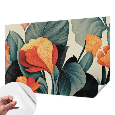 Papel mural con patrón decorativo con flores coloridas