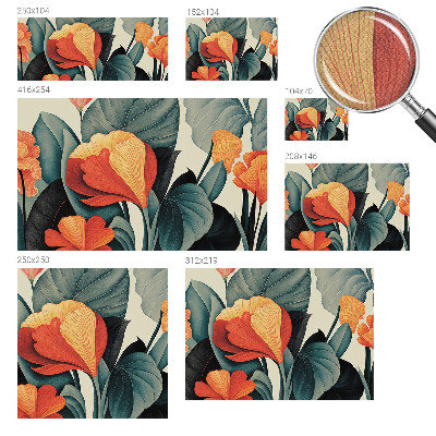Papel mural con patrón decorativo Flores coloridas