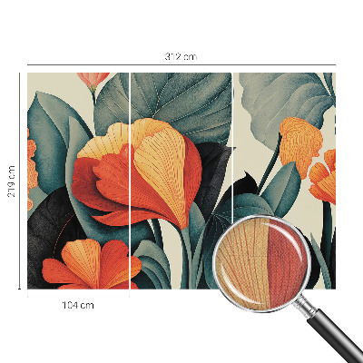 Papel mural con patrón decorativo Flores coloridas