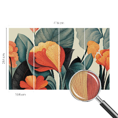 Papel mural con patrón decorativo Flores coloridas