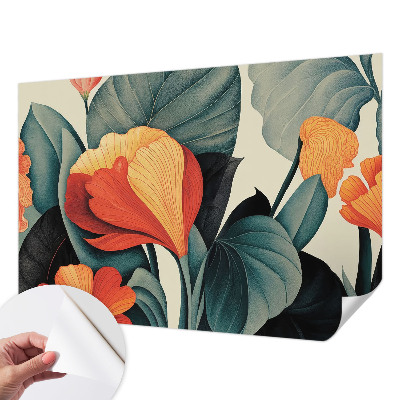 Papel mural con patrón decorativo Flores coloridas