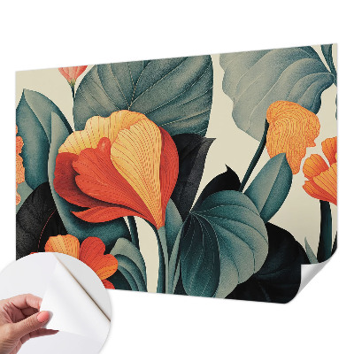 Papel mural con patrón decorativo Flores coloridas
