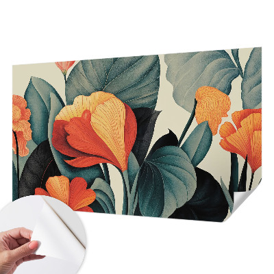 Papel mural con patrón decorativo Flores coloridas