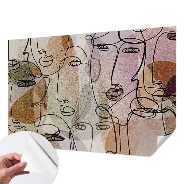 Mural de pared con estampado hermoso con un diseño de caras lineales