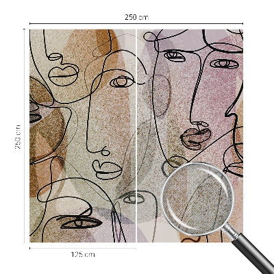 Mural de pared con estampado hermoso Caras lineales