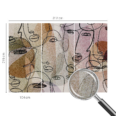 Mural de pared con estampado hermoso Caras lineales