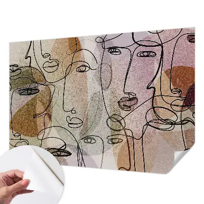 Mural de pared con estampado hermoso con un diseño de caras lineales