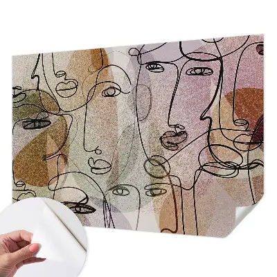 Mural de pared con estampado hermoso con un diseño de caras lineales