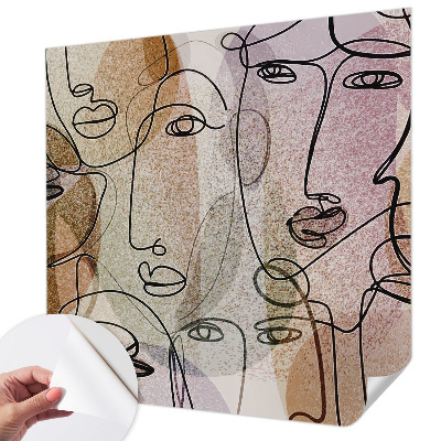 Mural de pared con estampado hermoso Caras lineales