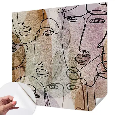 Mural de pared con estampado hermoso con un diseño de caras lineales
