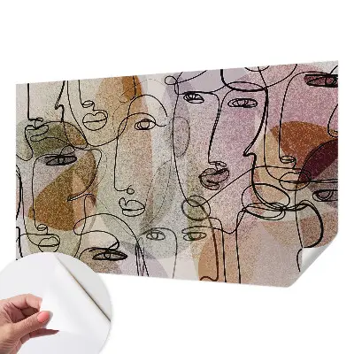 Mural de pared con estampado hermoso con un diseño de caras lineales