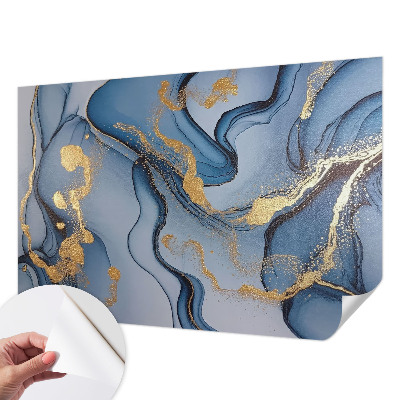 Papel mural con patrón decorativo con motivo de olas azules