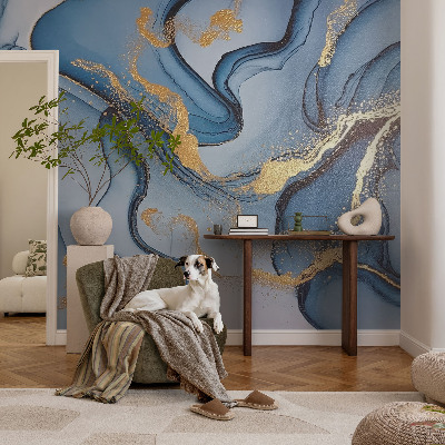 Papel mural con patrón decorativo olas azules