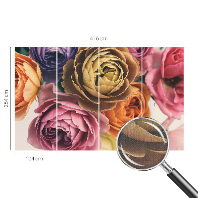 Papel mural con patrón decorativo rosas coloridas