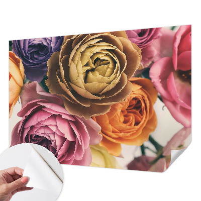 Papel mural con patrón decorativo rosas coloridas