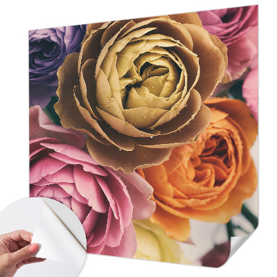 Papel mural con patrón decorativo rosas coloridas