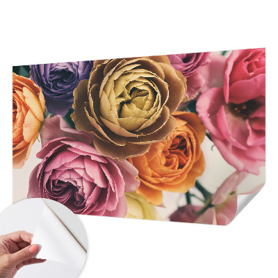 Papel mural con patrón decorativo rosas coloridas