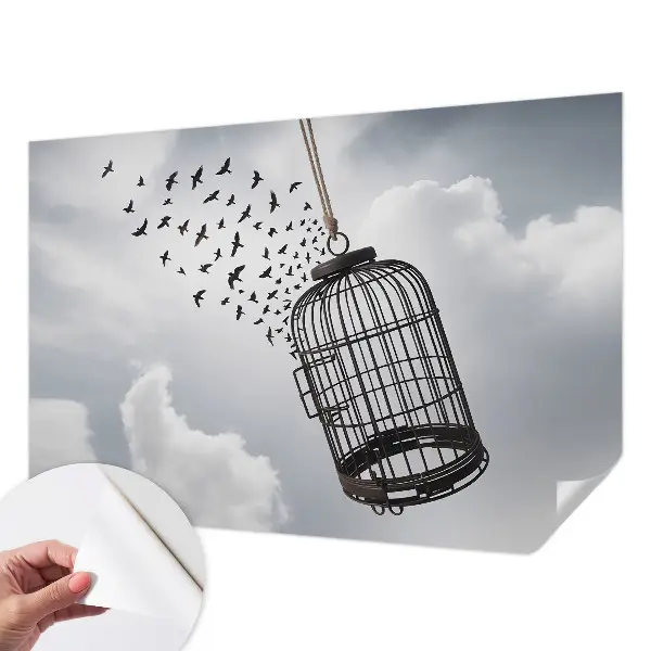 Papel mural con patrón decorativo con motivo de pájaros voladores