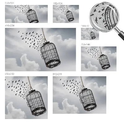 Papel mural con patrón decorativo con motivo de pájaros voladores