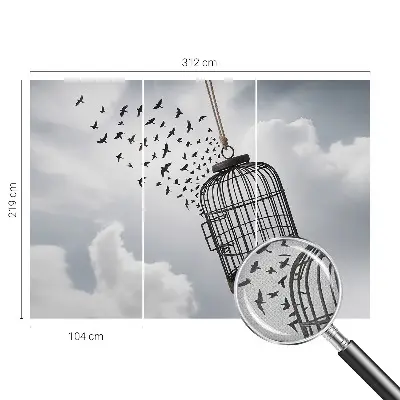 Papel mural con patrón decorativo con motivo de pájaros voladores