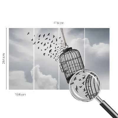 Papel mural con patrón decorativo con motivo de pájaros voladores