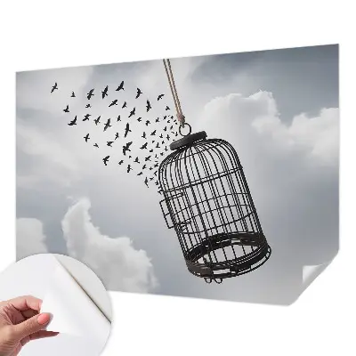 Papel mural con patrón decorativo con motivo de pájaros voladores