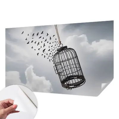 Papel mural con patrón decorativo con motivo de pájaros voladores