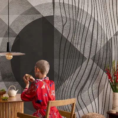 Mural de pared con estampado hermoso con formas abstractas
