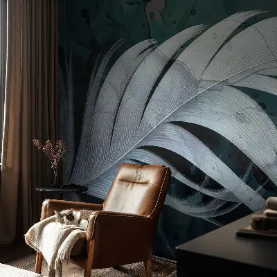 Papel mural texturado decorativo con diseño 'Pluma etérea'