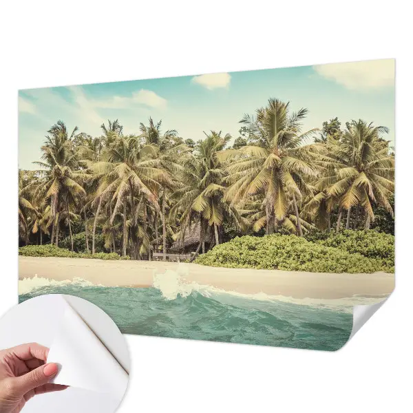 Papel mural texturado decorativo con motivo de playa tropical