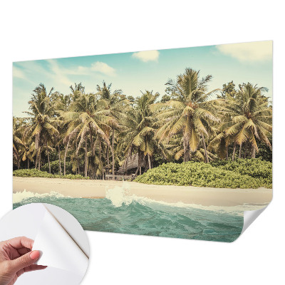 Papel mural texturado decorativo con motivo de playa tropical