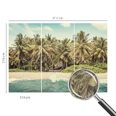 Papel mural texturado decorativo con motivo de playa tropical