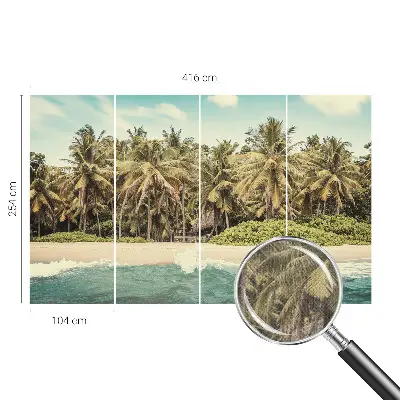 Papel mural texturado decorativo con motivo de playa tropical