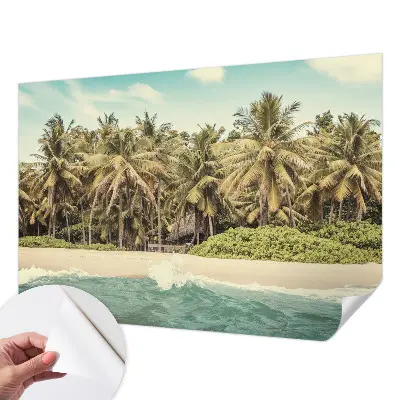 Papel mural texturado decorativo con motivo de playa tropical