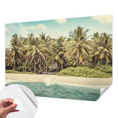 Papel mural texturado decorativo con motivo de playa tropical