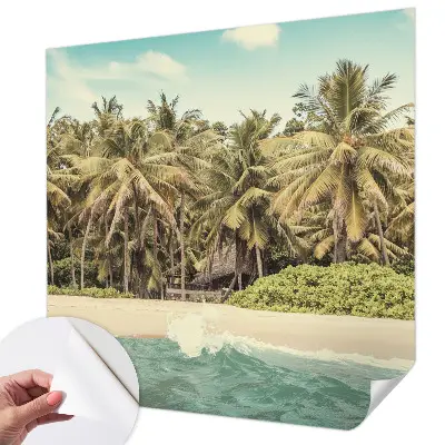 Papel mural texturado decorativo con motivo de playa tropical