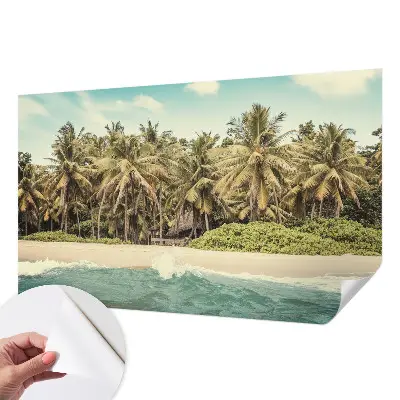 Papel mural texturado decorativo con motivo de playa tropical