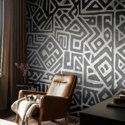 Papel mural con patrón decorativo con diseño de laberinto geométrico