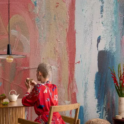 Mural de pared con estampado hermoso con abstracciones coloridas