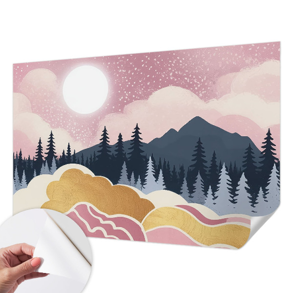 Papel mural con patrón decorativo Atardecer rosa