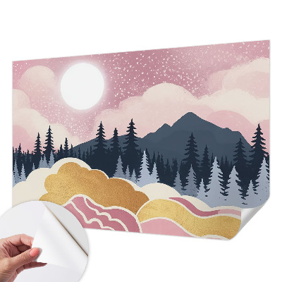 Papel mural con patrón decorativo Atardecer rosa