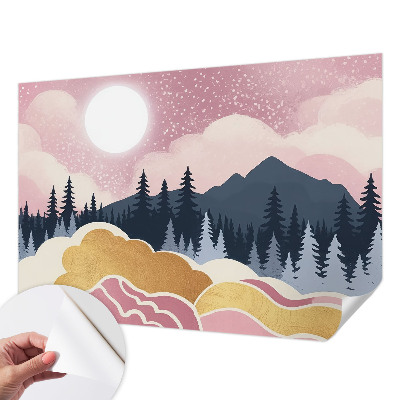 Papel mural con patrón decorativo Atardecer rosa