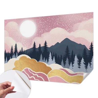Papel mural con patrón decorativo Atardecer rosa